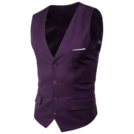 Avamo Mens Single Breasted Fromal Suit Vest Solid Color Sleeveless V Neck Slim Fit Waistcoat Pockets Suit Vests Purple 3XL
Avamo Mens Single Breasted Fromal Suit Vest Solid Color Sleeveless V Neck Slim Fit Waistcoat Pockets Suit Vests Purple 3XL