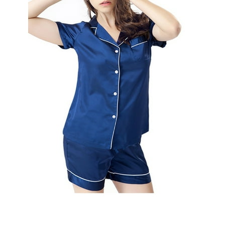 Jxzom Women Summer Casual Silk Satin Button Short Sleeve Sleepwear Shirt+Pants Pajamas Sets Black Blue
Jxzom Women Summer Casual Silk Satin Button Short Sleeve Sleepwear Shirt+Pants Pajamas Sets Black Blue