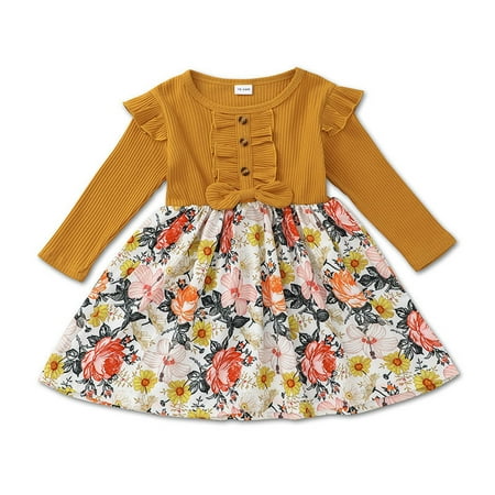 EHTMSAK Infant Baby Toddler Child Children Kids Long Sleeve Dress for Girl Fall Winter Sundress Floral Dresses Yellow 18M-6Y 80
EHTMSAK Infant Baby Toddler Child Children Kids Long Sleeve Dress for Girl Fall Winter Sundress Floral Dresses Yellow 18M-6Y 80