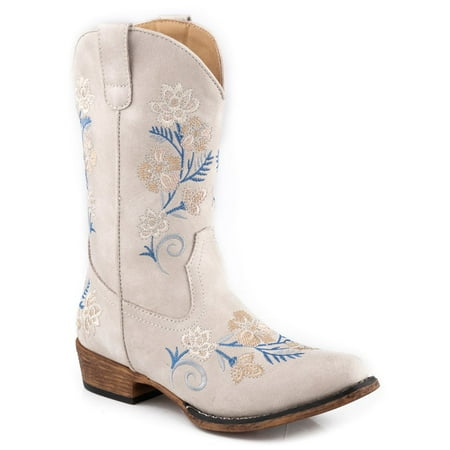 Roper Kids Girls Riley Floral Snip Toe Casual Boots