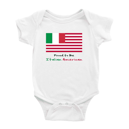 Proud to Be Italian American Flag Cute Baby Bodysuits (White 0-3 Months)