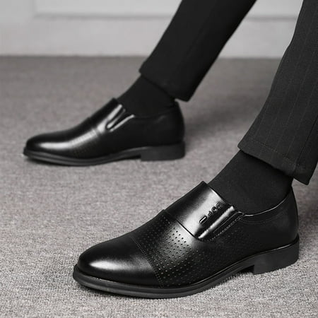 Leather Shoes Men s Fashion Casual Pointed Toe Oxford Leather Wedding Shoes Business Shoes