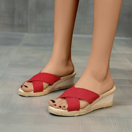 mtvxesu Women Slides Women s High Heels Shoes Linen Straw Sandals Wedges Casual Canvas Dress Slippers Womens Slide Sandals Outdoor Activities Clearance
mtvxesu Women Slides Women s High Heels Shoes Linen Straw Sandals Wedges Casual Canvas Dress Slippers Womens Slide Sandals Outdoor Activities Clearance