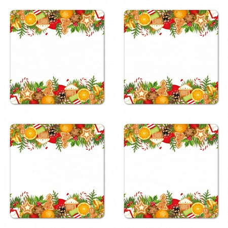 Christmas Coaster Set of 4 Composition Gingerbread Oranges Leaves Lollipops Print Square Hardboard Gloss Coasters Standard Size Multicolor by Ambesonne
Christmas Coaster Set of 4 Composition Gingerbread Oranges Leaves Lollipops Print Square Hardboard Gloss Coasters Standard Size Multicolor by Ambesonne
