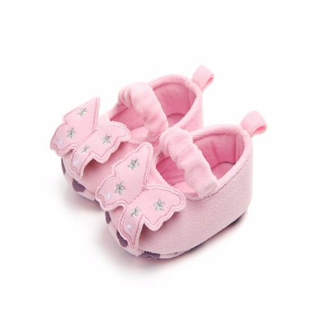 BOBORA Cute Baby Girl Spring Non-slip Butterfly Shape First Walkers Shoes