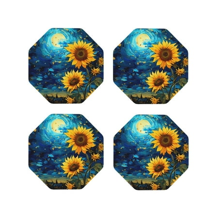 Drink Coasters Set of 4 Vintage Starry Sky Sunflower Leather Coasters for Coffee Table Protector Heat Resistant Cute Coasters for Home Decor Housewarming Gifts Bar Kitchen 4 Inch Octagon
Drink Coasters Set of 4 Vintage Starry Sky Sunflower Leather Coasters for Coffee Table Protector Heat Resistant Cute Coasters for Home Decor Housewarming Gifts Bar Kitchen 4 Inch Octagon