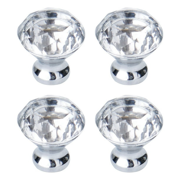 30mm Dia Crystal Knobs Wardrobe Dresser Knobs Pull Handle for Office Hotel Cupboard Cabinet Clear, 4pcs