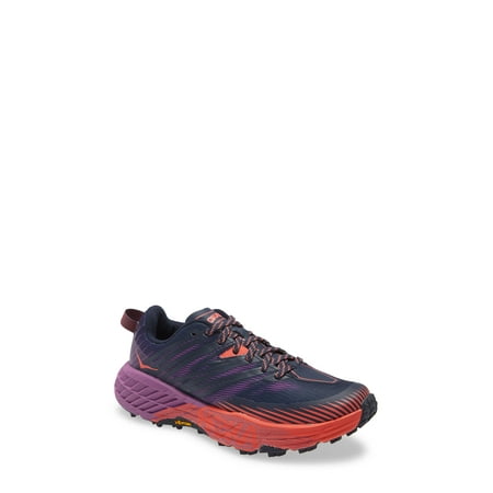 HOKA Women s Speedgoat 4 All-Terrain Running Shoes in Purple/Orange Size 8
