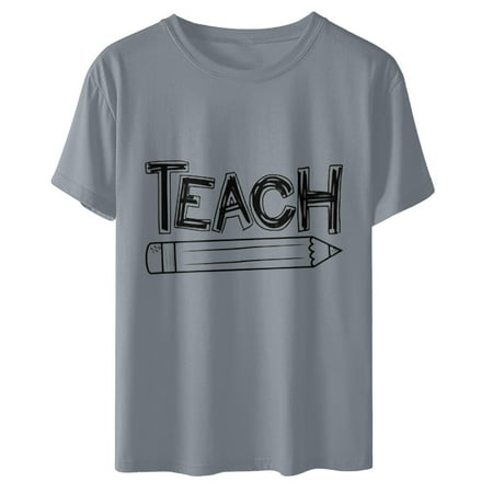 Ladies Tops Clearance Blouses for Women Women s Loose Pullover Teacher s Day Print Round Neck Short Sleeve Top Short Sleeve Round Neck Top/Shirt Oversized T Shirts for Women Gray S
Ladies Tops Clearance Blouses for Women Women s Loose Pullover Teacher s Day Print Round Neck Short Sleeve Top Short Sleeve Round Neck Top/Shirt Oversized T Shirts for Women Gray S