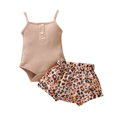 Toddler Outfits Sets Summer Girls Sleeveless Strap Suspenders Romper Leopard Prints Shorts Casual Beach 2Pcs Kids Clothes Suit
Toddler Outfits Sets Summer Girls Sleeveless Strap Suspenders Romper Leopard Prints Shorts Casual Beach 2Pcs Kids Clothes Suit