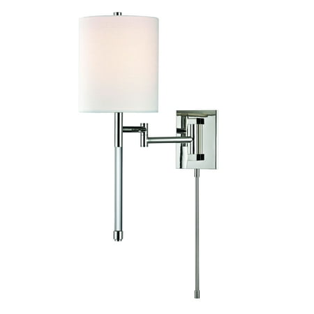 1 Light Contemporary Metal Swing Arm Wall Sconce with White Linen Shade-20.25 inches H By 8.5 inches W-Polished Nickel Finish Bailey Street Home
1 Light Contemporary Metal Swing Arm Wall Sconce with White Linen Shade-20.25 inches H By 8.5 inches W-Polished Nickel Finish Bailey Street Home
