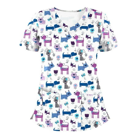 JWZUY Women s Scrubs Tops Short Sleeve Summer V Neck Nursing Uniform Holiday Fun Patterned Graphic Printed Tshirts Scrub Tops Tee Shirt Tees Plus Size Work Blouse Purple L
JWZUY Women s Scrubs Tops Short Sleeve Summer V Neck Nursing Uniform Holiday Fun Patterned Graphic Printed Tshirts Scrub Tops Tee Shirt Tees Plus Size Work Blouse Purple L