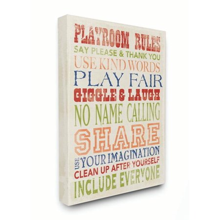 The Kids Room by Stupell Playroom Rules In Four Colors Canvas Wall Art by Stephanie Workman Marrott
