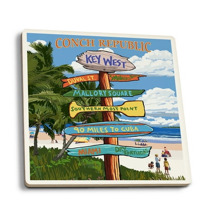 Key West Florida Conch Republic Destinations Sign (Absorbent Ceramic Coasters Set of 4 Matching Images Cork Back Kitchen Table Decor)
Key West Florida Conch Republic Destinations Sign (Absorbent Ceramic Coasters Set of 4 Matching Images Cork Back Kitchen Table Decor)