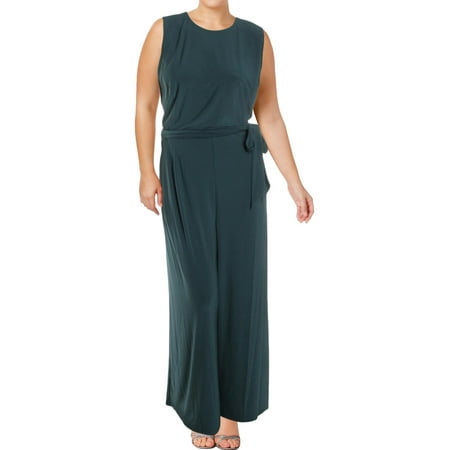 Lauren Ralph Lauren Womens Plus Wide-Leg Sleeveless Jumpsuit Green 20W