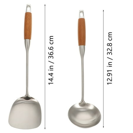 2pcs Wooden Handle Shovel Spoon Set Stainless Steel Cooking Shovel Spatula Cooking Spoon for Home (Spatula + Spoon)
2pcs Wooden Handle Shovel Spoon Set Stainless Steel Cooking Shovel Spatula Cooking Spoon for Home (Spatula + Spoon)
