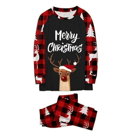 Christmas Pajamas for Family Parent-Child Outfit Winter Fall Plaid Print Matching Clothing Style Pajama Sets