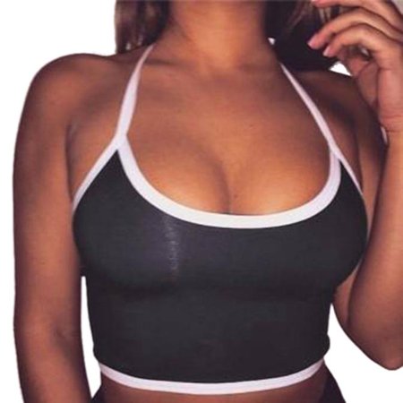 Women Boho Tank Bustier Bra Vest Crop Top Bralette Blouse Cami Black L CHMORA