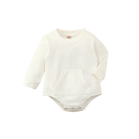 MissiMae Infant Baby Cotton Romper Long Sleeve Crew Neck Solid Color Front Pocket Bodysuit
MissiMae Infant Baby Cotton Romper Long Sleeve Crew Neck Solid Color Front Pocket Bodysuit