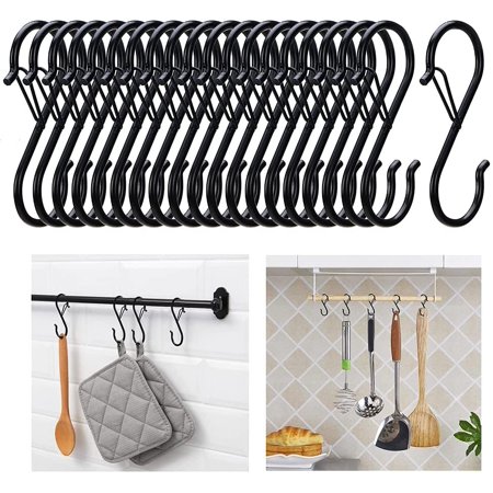 20 Pack S Hooks - Metal Safety Buckle Design Hanging Hooks Heavy Duty Kitchen Pot Rack Hooks Closet Hooks Plants Hooks for Hanging Kitchenware Utensils Pot Pan Clothes Plants Bags (Black)
20 Pack S Hooks - Metal Safety Buckle Design Hanging Hooks Heavy Duty Kitchen Pot Rack Hooks Closet Hooks Plants Hooks for Hanging Kitchenware Utensils Pot Pan Clothes Plants Bags (Black)