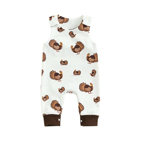 Canrulo Newborn Baby Girl Boy Thanksgiving Outfits Turkey Print Sleeveless Romper Jumpsuit Clothes White Coffee 12-18 Months
Canrulo Newborn Baby Girl Boy Thanksgiving Outfits Turkey Print Sleeveless Romper Jumpsuit Clothes White Coffee 12-18 Months
