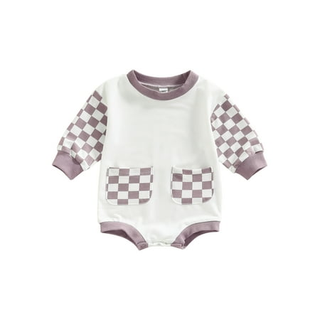 Calsunbaby Infant Baby Girl Boy Jumpsuit Patchwork Checkerboard Long Sleeves Round Neck Two Pockets Contrasting Rompers
Calsunbaby Infant Baby Girl Boy Jumpsuit Patchwork Checkerboard Long Sleeves Round Neck Two Pockets Contrasting Rompers