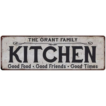 THE GRANT FAMILY KITCHEN Personalized Chic Metal Sign 6x18 106180039193