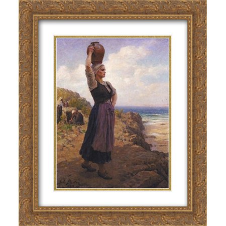 Jules Breton 2x Matted 20x24 Gold Ornate Framed Art Print 'A la Fontaine'