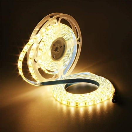 

LED Strip Light Warm White 3000-3500K 16.4ft/5M 300 Units Cuttable SMD 5050 24V Waterproof Flexible LED Tape Light for Home Kitchen Cabinet Living Room Lighting Decoration