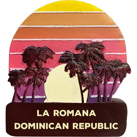 La Romana Dominican Republic Trendy Souvenir Hand Painted Resin Refrigerator Magnet Sunset and palm trees Design 3-Inch Approximately
La Romana Dominican Republic Trendy Souvenir Hand Painted Resin Refrigerator Magnet Sunset and palm trees Design 3-Inch Approximately