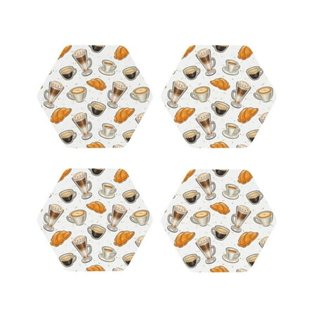 Leather Coasters Set of 4 - Bread Coffee Print White Lightweight Non-Slip Drink Coasters for Desk Anti-Scalding Desk Cup Coasters for Office Table Decor Hexagon
Leather Coasters Set of 4 - Bread Coffee Print White Lightweight Non-Slip Drink Coasters for Desk Anti-Scalding Desk Cup Coasters for Office Table Decor Hexagon