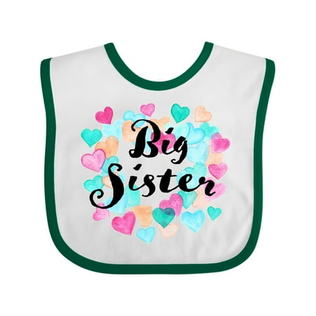 Inktastic Big Sister Colorful Hearts Design Gift Baby Girl Bib