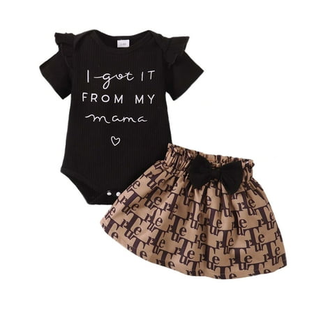 6 Months Baby Girls Clothes 9 Months Girls 2PCS Summer Outfits Set Letter Print Infant Girls Short Sleeve Top Skirt Set Black
6 Months Baby Girls Clothes 9 Months Girls 2PCS Summer Outfits Set Letter Print Infant Girls Short Sleeve Top Skirt Set Black