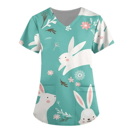 TQWQT Easter Scrub Tops Women Bunny Blouse Short Sleeve Nurse Working Uniform V Neck Easter Eggs Graphic Scrub Shirts
TQWQT Easter Scrub Tops Women Bunny Blouse Short Sleeve Nurse Working Uniform V Neck Easter Eggs Graphic Scrub Shirts