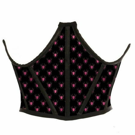 Black Magenta Spiders Satin Waist Cincher