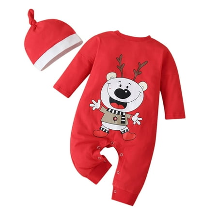 Fesfesfes Newborn Infant Baby Jumpsuit Boys Girls Christmas Cartoon Print Romper+Hat Outfits Set Clothes Sale
Fesfesfes Newborn Infant Baby Jumpsuit Boys Girls Christmas Cartoon Print Romper+Hat Outfits Set Clothes Sale