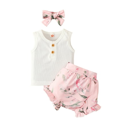 Canrulo Infant Newborn Baby Girls Clothes Sleeveless T-Shirt Floral Shorts Headband 3pcs Summer Outfits White 3-6 Months
Canrulo Infant Newborn Baby Girls Clothes Sleeveless T-Shirt Floral Shorts Headband 3pcs Summer Outfits White 3-6 Months