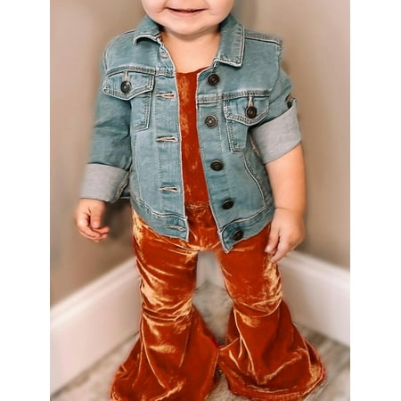 Toddler Baby Girls Sleeveless Bell Bottoms Jumpsuit Overalls Summer Outfits