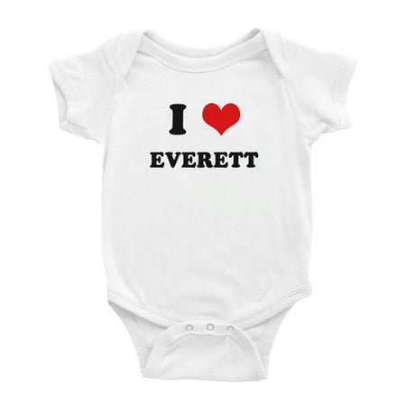 I Heart Everett Love Funny Cute Baby Clothes (White 18-24 Months)
