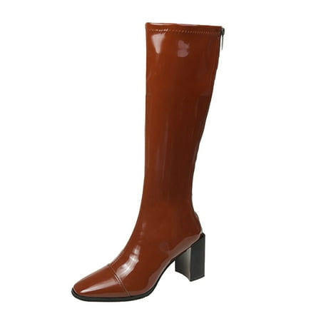 Fsqjgq Thigh High Boots for Women Flat Ladies Fashion Solid Color Bright Leather Back Zip High Heel Boots Node Boots for Women Knee High Brown 40
Fsqjgq Thigh High Boots for Women Flat Ladies Fashion Solid Color Bright Leather Back Zip High Heel Boots Node Boots for Women Knee High Brown 40