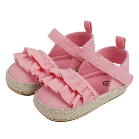 Girls Ruffles Shoes First Walkers Shoes Summer Toddler Flat Sandals