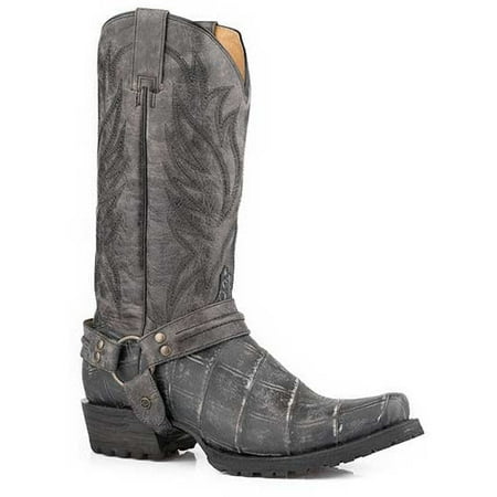 Men s Roper Diesel Lug Alligator PRINT Boots Handcrafted Gray