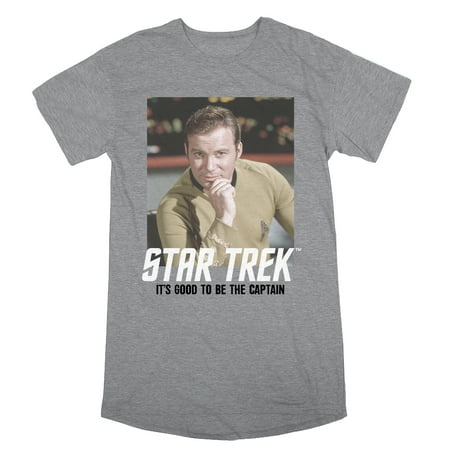 Star Trek The Original Series Kirk Women s Heather Gray Sleep Shirt-Medium