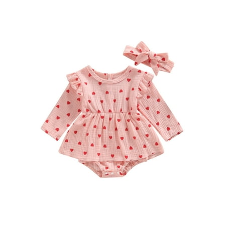 Calsunbaby Infant Baby Girl Valentines Day Outfit Ruffle Long Sleeve Romper Heart Print Bodysuit Spring Clothes Set 6-12 Months
Calsunbaby Infant Baby Girl Valentines Day Outfit Ruffle Long Sleeve Romper Heart Print Bodysuit Spring Clothes Set 6-12 Months