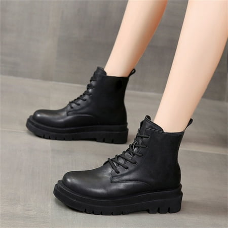 Fashion Autumn Women Ankle Boots Middle Heel Thick Sole Non Slip Round Toe Lace Up Solid Color
Fashion Autumn Women Ankle Boots Middle Heel Thick Sole Non Slip Round Toe Lace Up Solid Color