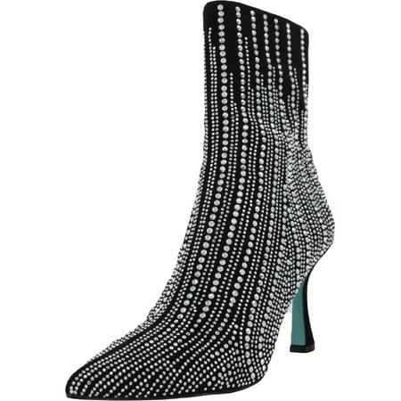 Betsey Johnson Womens Juelz Rhinestone Pointed Toe Ankle Boots