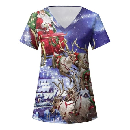 TAIAOJING Women Scrubs Top Workwear Ladies Casual Christmas Print Short Sleeve Pocket Loose Caring Workwear
TAIAOJING Women Scrubs Top Workwear Ladies Casual Christmas Print Short Sleeve Pocket Loose Caring Workwear