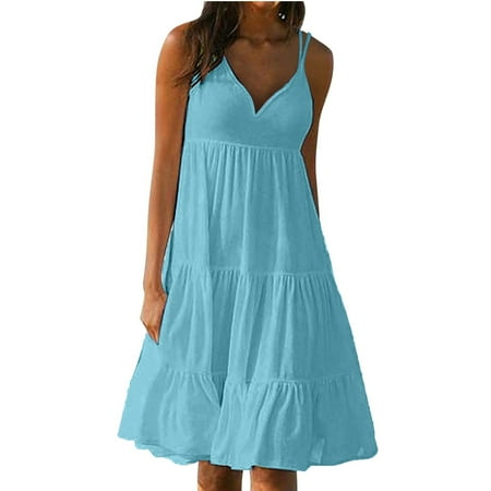 Olyvenn Holiday Summer Halter Party Beach Slip Dresses Women s Plus Fashion Tiered Solid Color V Neck Sleeveless Female Outerwear Blue S
Olyvenn Holiday Summer Halter Party Beach Slip Dresses Women s Plus Fashion Tiered Solid Color V Neck Sleeveless Female Outerwear Blue S