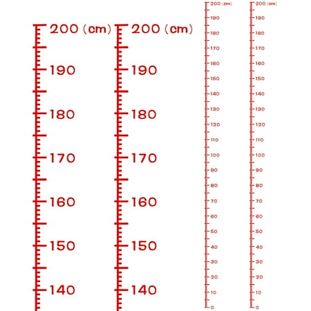 Height Chart Ruler 200cm Metric System PVC with Transfer Film Red 2 Pieces