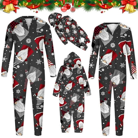 

YYDGH Christmas Pajamas for Family Matching Sets 2023 Chirstmas Santus Snowflake Print Pjs Zipper Long Sleeve Hooded Jumpsuit Outfits